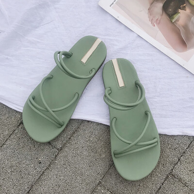 

Roman sandals ins tide 2019 summer new 100 flat bottom candy color girl beach fashion slippers