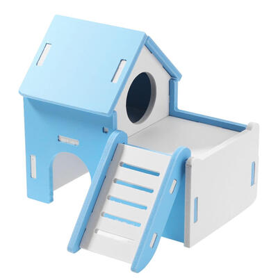 

Cute Wood Viewing Deck Ladder Hamster House Small Pets Rat Mouse Hut Nest