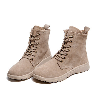 

LZJ 2018 Spring Step Textured Jacquard Lace-up Atheleisure Women Ankle BootsBooties ft Suede Round Toe&Oversized Outsole