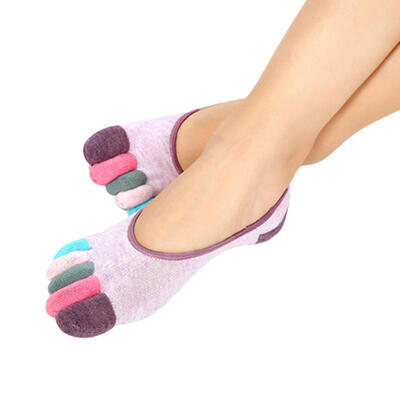 

Fashion Color Blocking Cotton Women Multi-color Low Cut Spring Five Toe Socks