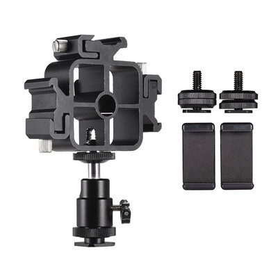 

Triple Cold Shoe Mount Flash Speedlite Bracket Photography Umbrella Holder with Ballhead Adapter Phone Holders for Smartphone Flas