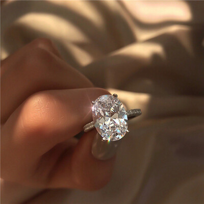 

925 Sterling Silver Zircon Crystal Ring Natural Gemstone Jewelry Bride Engagement Wedding Ring Fashion Women Accessory