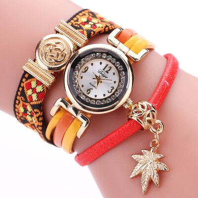 

Womens watch ethnic wind bracelet watch duoya around the circle table hanging leaves