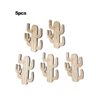 

5pcsset Wooden Cactus Slices Discs Wood Pieces Embellishment DIY Crafts Cutouts Ornament for Home Party Festival Decorations