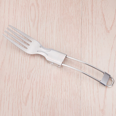 

Toponeto Stainless Steel Outdoor Dining Convenient Folding Tableware Sliver Fork Spoon