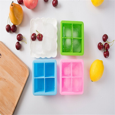 

Set of 4 silicone ice cube tray with 4 cells in whitegreenbluepink colors