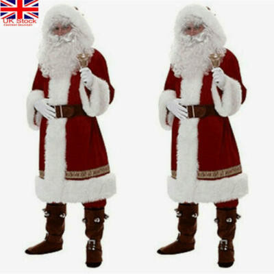 

UK Men Santa Claus Costume Father Christmas Fancy Dress Budget Adult Outfit Suit