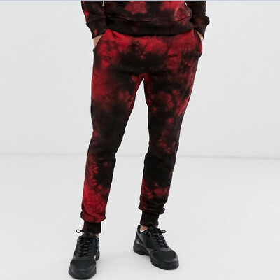 

Gobestart Men Splicing Tie Dyeing Overalls Casual Pocket Sport Work Casual Trouser Pants