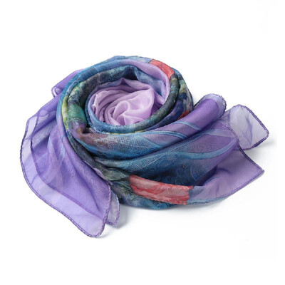 

New Fashion Women Scarf Floral Print Two Tiers Beading Long Thin Elegant Pashmina Beach Cover UP Blouse