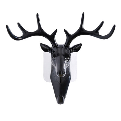 

Gobestart Deer head Self Adhesive Wall Door Hook Hanger Bag Keys Sticky Holder