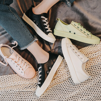 

Candy-colored leather casual shoes womens autumn Korean version of the wild casual flat shoes