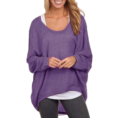 

Loose T-shirt Women fake 2 pieces Tops Solid Color Ladies Autumn T-shirts O-Neck Long Sleeve T-shirts Casual female Tops