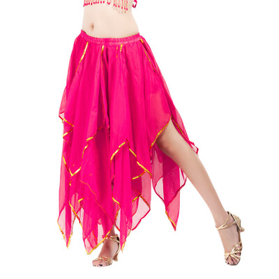 

Roseonmyhand Women Sequin Side Split Skirt Chiffon Belly Dance Performance Skirt