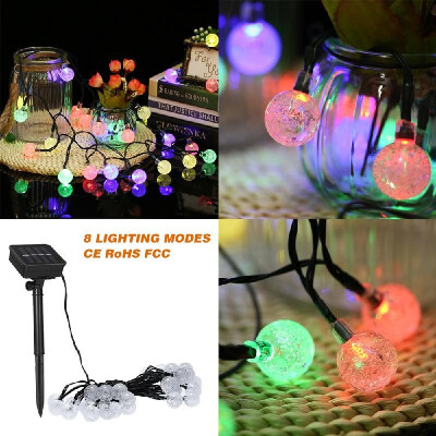 

Solar String Lights 197ft 30 LED Rope Light Bubble Ball Shape 8 Modes Multicolor for Party Garden Home Festival Decoration