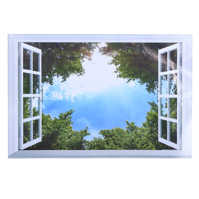 

Living Room Bedroom Wall Stickers Decor 3D Green Tree Blue Sky 5070cm