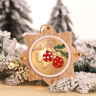 

Siaonvr Christmas Wooden Glowing Five-pointed Star Santa Snowman Deer Scene Decoration Gift