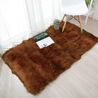 

Toponeto Wool Imitation Sheepskin Rugs Faux Non Slip Bedroom Shaggy Carpet Mats