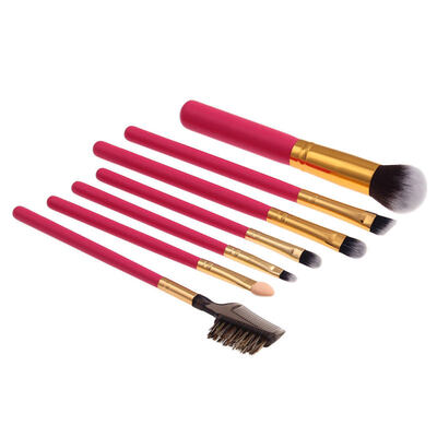 

7Pcs Travel Wood Handle Foundation Blusher Eyeshadow Face Eye Makeup Brushes Set