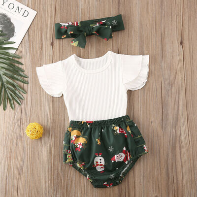 

Christmas Sister Matching Kids Baby Girl T-Shirt Dress Shorts 3PCS Outfits Clothes