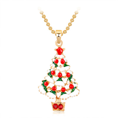 

Women Sweater Chain Necklace Xmas Design Rhinestones Crystal Pendant Necklaces Jewelry Clothing Accessories Drop Shipping
