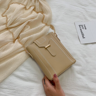 

Small fresh casual wild temperament Messenger bag female 2019 new fashion simple sewing thread chain shoulder bag