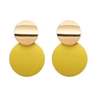 

Fashion Round Earrings for Women Spray Geometric Metal Statement Brincos Big Leaf Flower Earrings Fashion Party Jewelry Gift