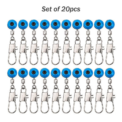 

20Pcs Fishing Space Beans Rolling Swivel Float Connectors Running Beads Snap Links Swivels Fishing Accessories