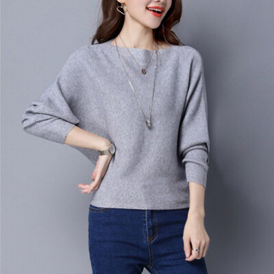 

Autumn Women Batwing Sweaters O Neck Pullovers Loose Knitted Female Jumpers Tops New Arrival Striped Pullovers&Sweaters