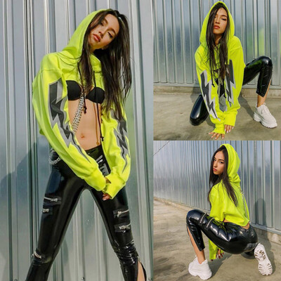 

Tailored Women Fashion Street Long Sleeve Reflective Light Sweatshirt Pullover Tops