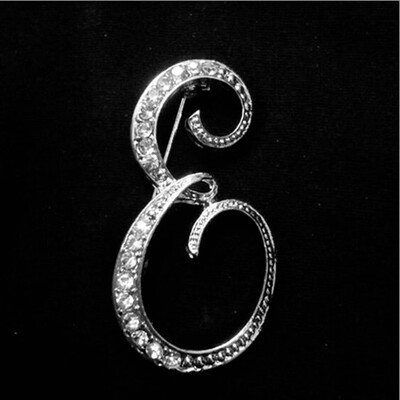 

Alphabet Style Rhinestone Crystal English Letters Bridal 1 pc Bouquet Brooch Pin