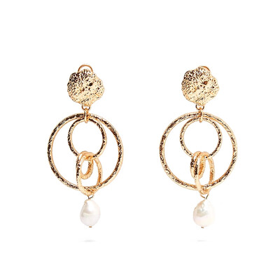 

ZA JEWELRY 2019 New vintage exaggerated big round metal pearl statement earring for women party wedding