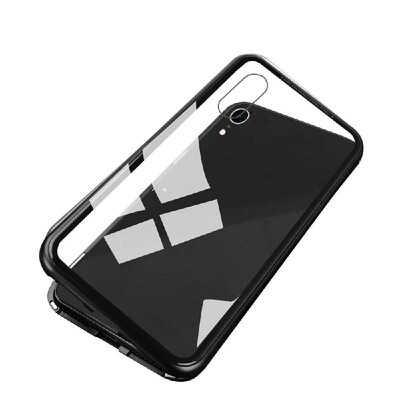 

Magneto Magnetic Adsorption Case Clear Tempered Glass Red Clear i-phone XR
