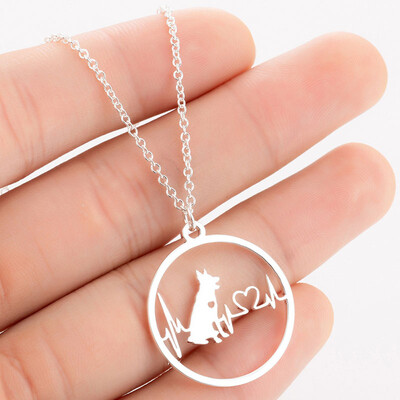 

Fashion Jewelry 1PC Popular Creative Paw Heartbeat Cartoon Dog Pendant Necklace Trendy For Women