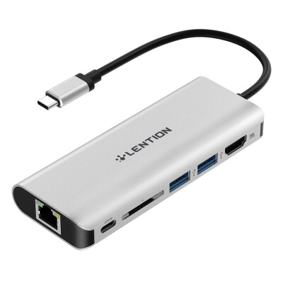 

LENTION CB-TP-C68 6 In 1 Hub Multi-port Adapter Type-C TO USB-C 2 USB30 4K 30Hz HD Interface Memory Card RJ451000M C