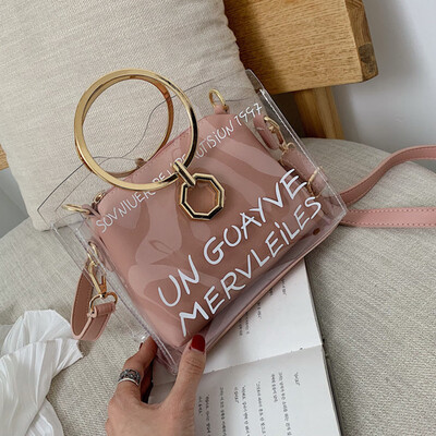 

Tailored Woman Fashion Clear Jelly Shoulder Bags Ladies Metal Ring Leisure Hand Bags