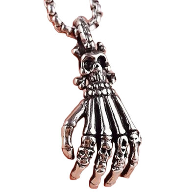

Cool Skull Head Skeleton Ghost Claws Palm Hand Silver Pendant Necklace Gift