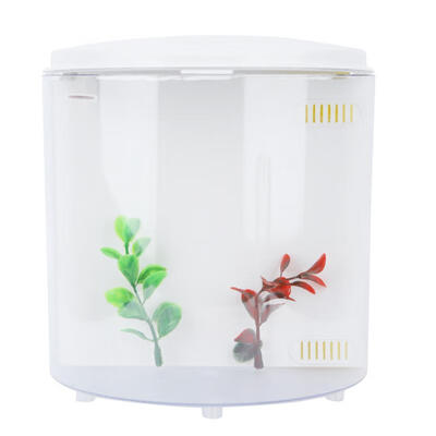 

Greensen USB Small Fish Tank Desktop Fish Tank Household Mini Acrylic Tank White