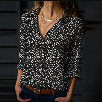 

Starmoon Fashion Women Lapel Leopard Print Button Long Sleeves Tops Loose Blouse Shirt