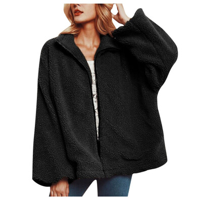 

Toponeto Womens Ladies Warm Faux Wollen Coat Jacket Winter Solid Zipper Outerwear