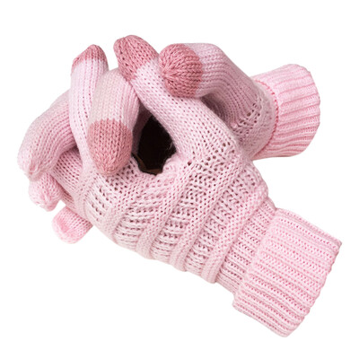 

Winter Warm Soft Knitted Fullfinger CC Gloves Anti-Slip Touch Screen Smart Cellphone Finger Tips Mittens Thermal Glove