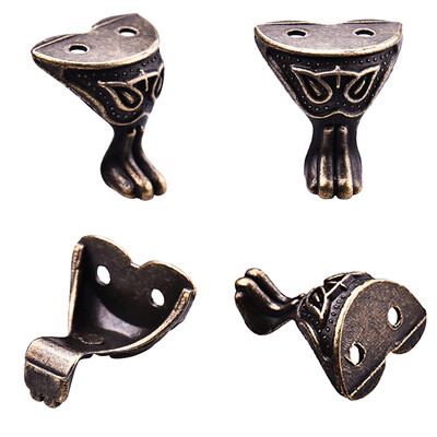 

4Pcs Antique Alloy Jewelry Gift Box Wood Case Decorative Feet Leg Corner For Furniture