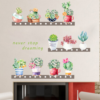 

Gobestart Removable Vinyl Decal Art Mural Succulents Home Living Room Decor Wall Sticker