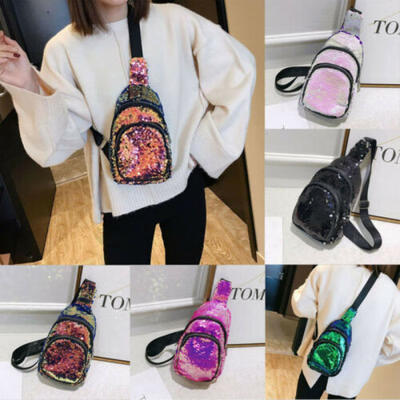 

Fashion Outdoor Travel Sports Glitter Sequins Unisex Women Men Sling Chest Bag