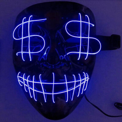 

New Hot Halloween Scary Mask Cosplay LED Costume Frightening Glowing EL Wire Light Up Mask For Festival Party Drop ship