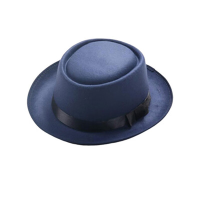 

Unisex Women Men Felt Wide Brim Hat Woolen Pork Pie Flat Hat Vintage Gambler Hat
