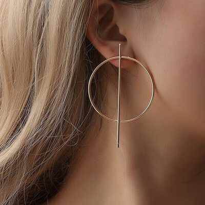 

Simple Elegant Hoop Earrings Round Circle Golden Silver Color Personalized Statement Earrings For Women Brinco Earrings E0336