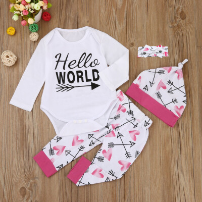 

Newborn Baby Girls Outfit Clothes Romper Jumpsuit Bodysuit Pants Hat Headband 80