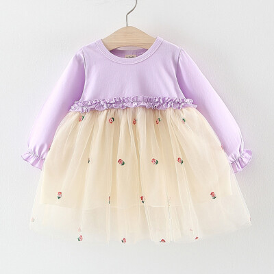 

Toddler Kids Baby Girls Embroideried Floral Tulle Patchwork Tutu Princess Dress