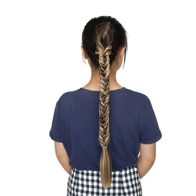 

21 Inches Ponytail Fishtail Braid Extension Long Clip on Bun with Claw Clip Synthetic Ponytail Hairpieces