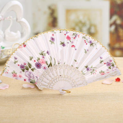 

Siaonvr Best Chinese Style Dance Wedding Party Lace Silk Folding Hand Held Flower Fan
